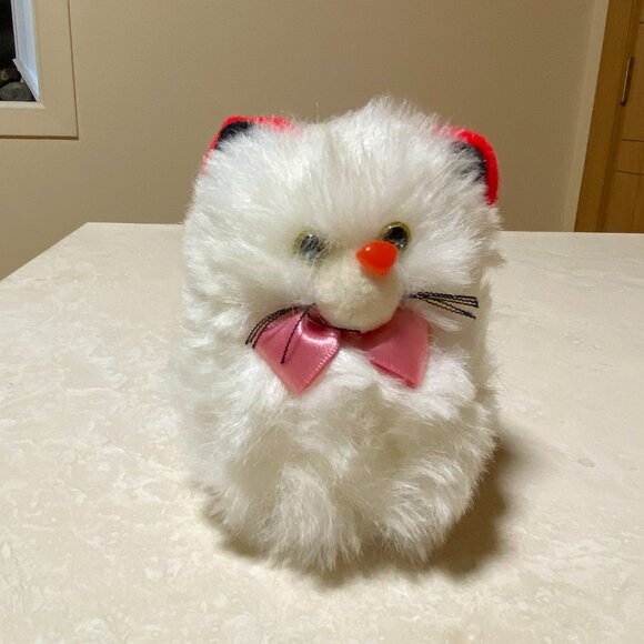 2/$20, Vintage Plush Toy – Adorable White Furry Animal with Clown Nose - Picture 3 of 10